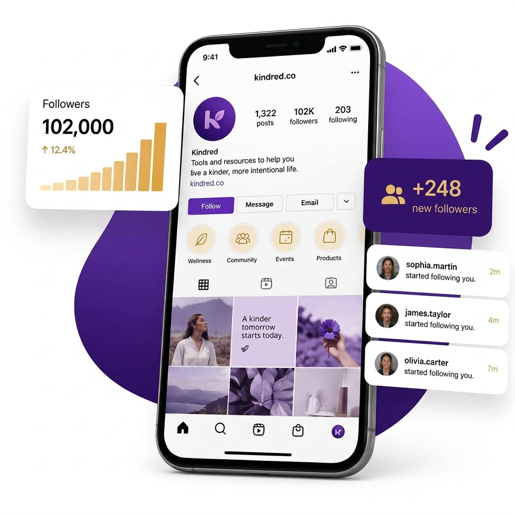 Instagram profile growing with new followers
